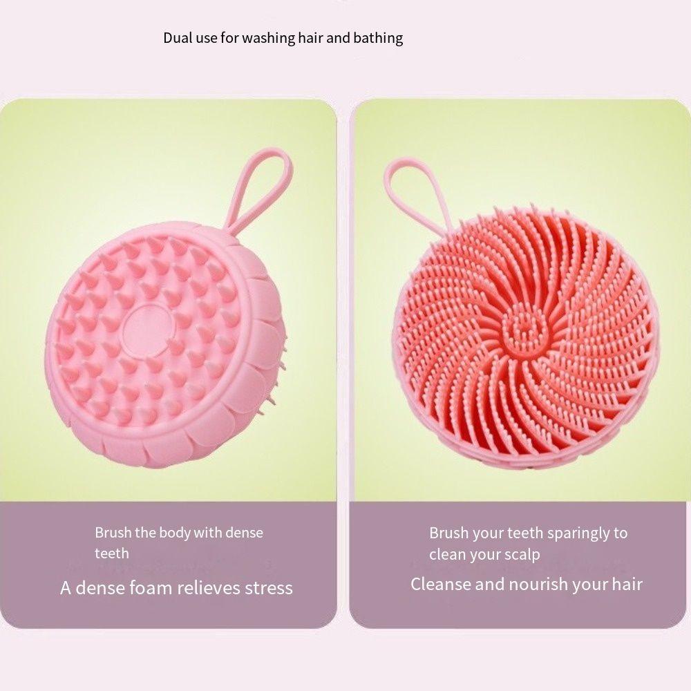 Hair Shower Tool 2 in 1 Silicone Shampoo Brush Double Side Lotus Shape Bath Scalp Massage Brush Handheld Round Shower Brush Spa