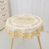 90cm European Gold-Plated PVC Round Tablecloth, White & Silver, Hollow Design