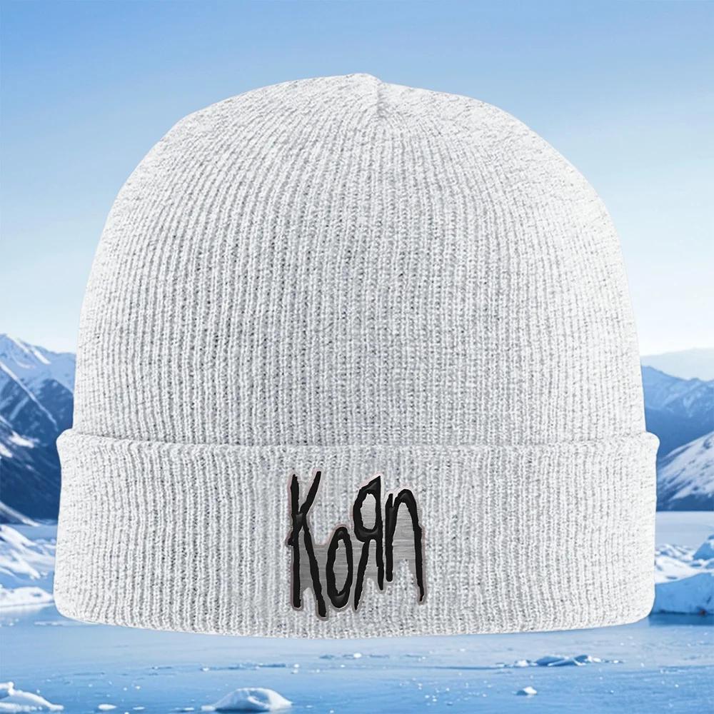 Korn metal band logo black outline Unisex Women Unisex Knitted Hat Beanie Pullover Cap Winter Thermal Warm Christmas Outdoor C