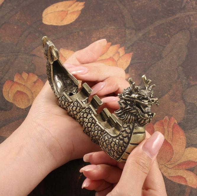 Chinese Dragon Boat Festival Brass Ornament Bully 3D Activity Dragon Boat Dragon Arrangement Table Favour Crafts