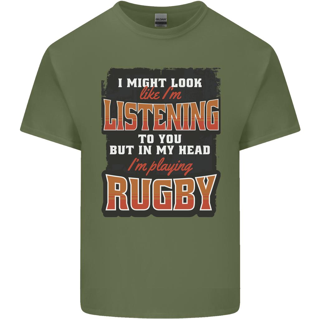 In My Head Im Playing Rugby Funny Unisexs Light Cotton TShirt