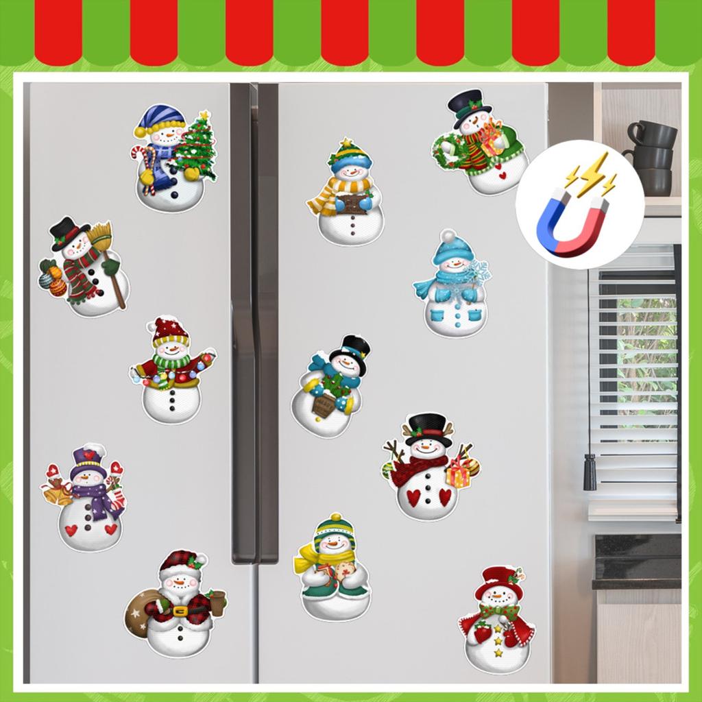 Рождественский Магнитный Стикер Украшение Снеговик Магнитный Светоотражающий Декор Наклейка на машину Наклейка на почтовый ящик Холодильник