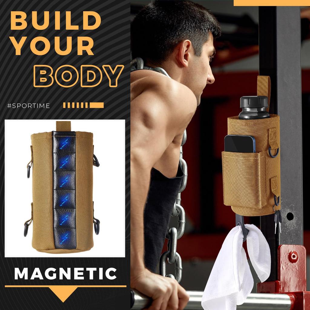 Gym Water Bottle Bag With Magnetic Wall-mounting, Insulated Cover, Foldable And Adjustable Shoulder Strap, Outdoor Sports Magnetic Cup Sleeve