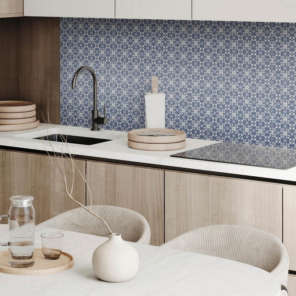 Aesthetic Vinyl Wall Tiles with a Printed Floral Pattern on a Background 10x40x20 cm