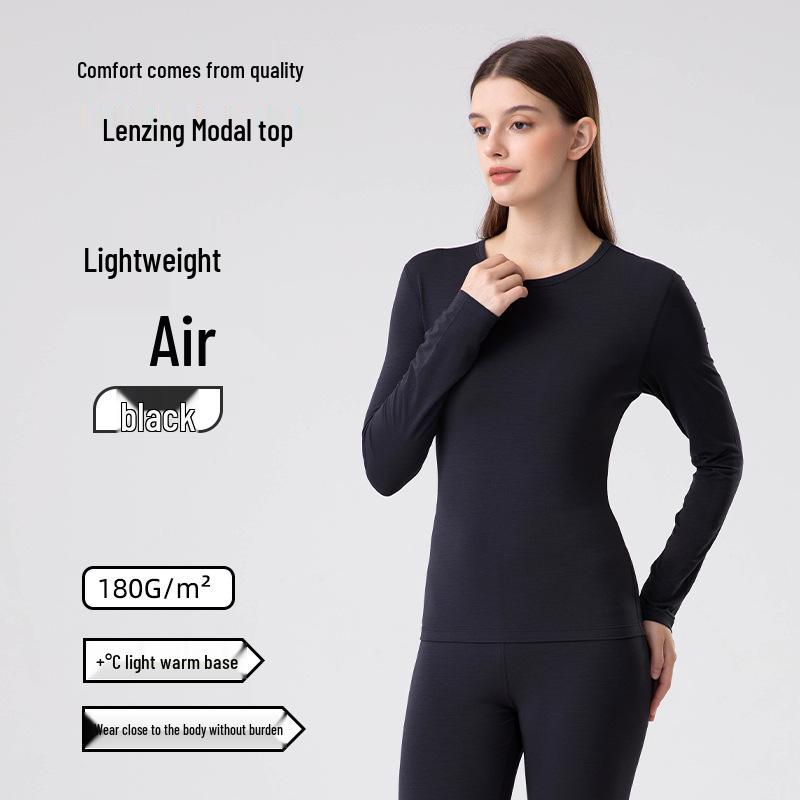 Women's Warm Lenzing Modal Autumn Underwear Set - Skin-Friendly Base Layer Top & Pants with Collar