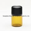 Стеклянный флакончик для эфирного масла чайного цвета объемом 2 мл с герметичной пробкой и черной мелкозернистой крышкой