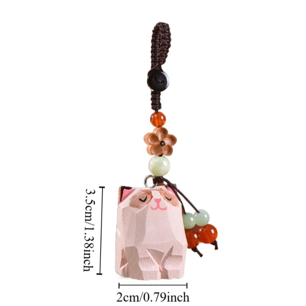 Siberian Husky Wooden Carved Cat Keychain Weave Rope Corgi Dog Dolls Wood Dog Pendant Students