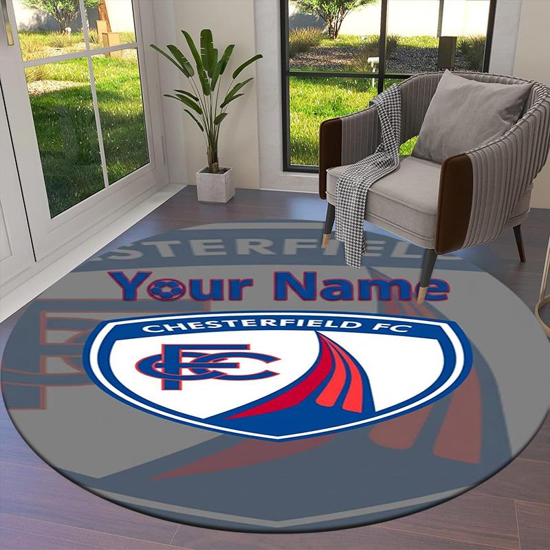 Chesterfield Fc Crest Custom Name Round Area Rug Carpet Rug For Living Room Bedroom Sofa Playroom Decor Nonslip Floor Mat