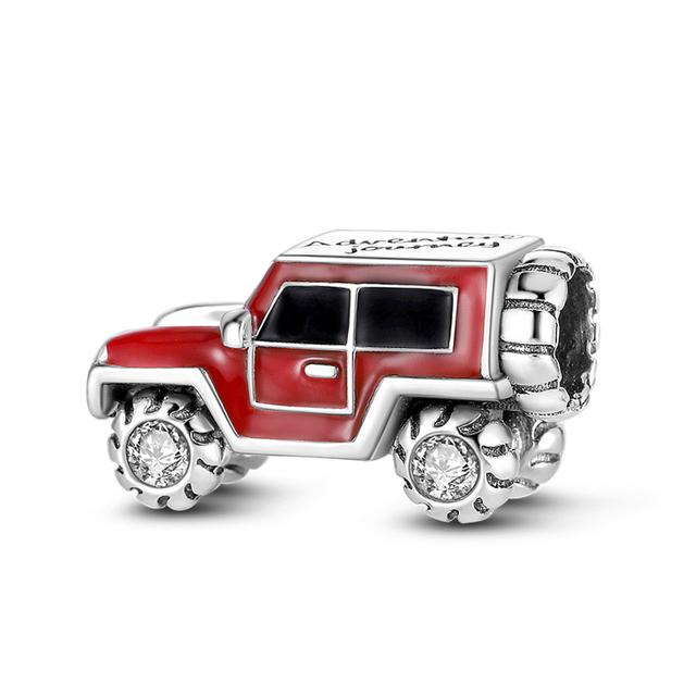 Подвески Plata Charms Of Ley 925 Elephant Katty Car Coffee, подвески, подходят для оригинального браслета Diy