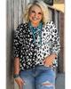 Azura Exchange Черная блузка большого размера с контрастным леопардовым принтом и короткими рукавами