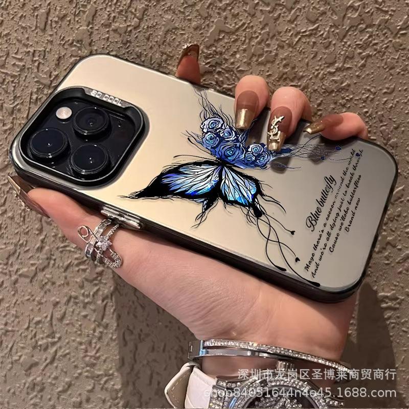 Английская Бабочка Подходит для Apple 15 Цвет Серебристый iPhone14promax Креативный 13/11 Матовый 16 Защитный Чехол 17