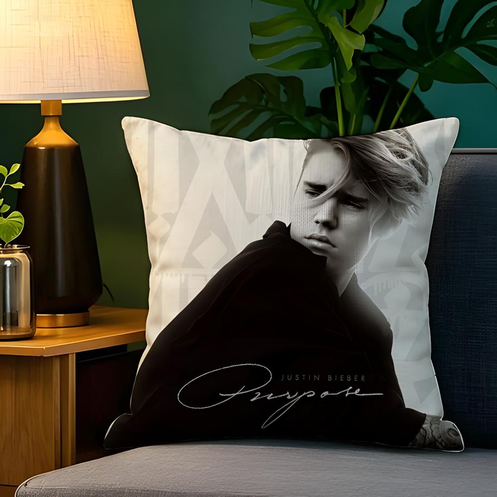 Singer Music PCJustin BieberS Pillow Case Natural Linen Pillow Case DoubleSided Decor Sofa Pillowcase Home Decor