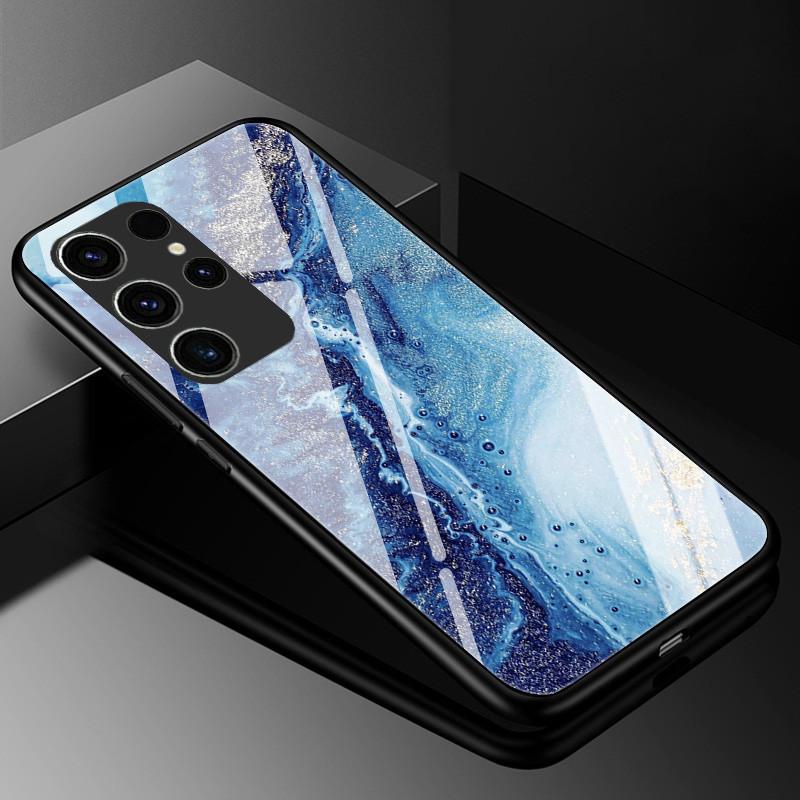 Мраморный чехол из закаленного стекла для Samsung Galaxy S23 Ultra 5G, модная стеклянная задняя крышка для Samsung S23 Plus / S23 Ultra