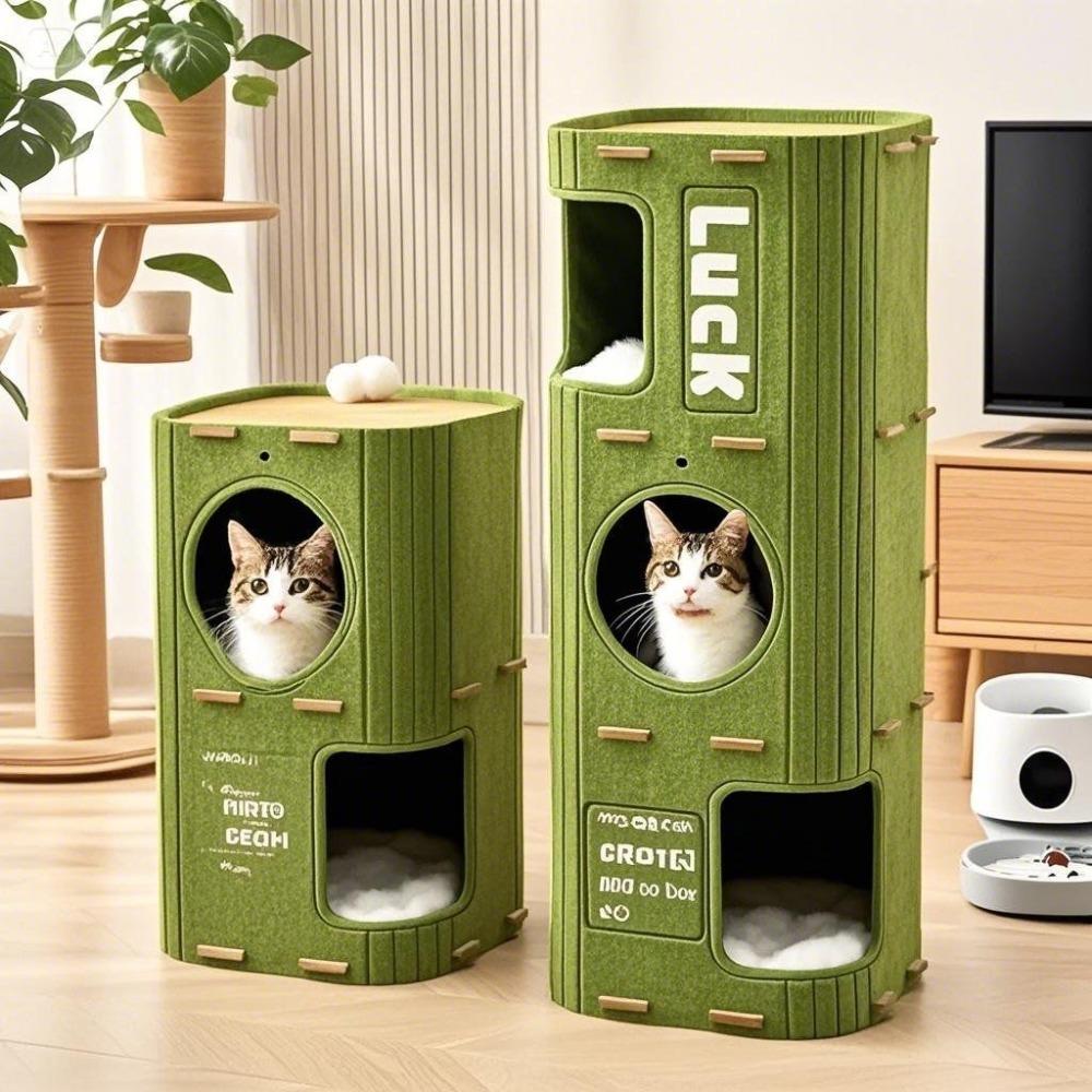 All-in-one Cat House with Holes Cat Bed Japanese Style Cat Condo Pet House