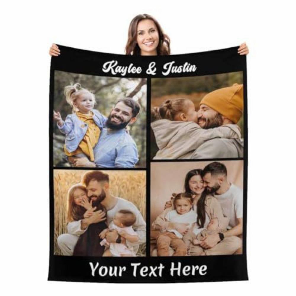 GUOYU Blanket Personalized Blanket Movie Family Picture Custom Soft Flannel Blanket for Home Bedroom Decor Birthday Gift for Sister Mom Dad