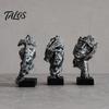 Talos Набор из 3 абстрактных молчаливых статуэток-фигур, Минималистичный арт-декор для стола с позами «Палец к губам», «Закрытые глаза» и «Подбородок на руке», Статуэтки из смолы для гостиной