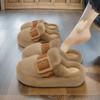 Autumn and Winter Mao Mao Slippers Women's New High-value Belt Buckle Niche Design Cotton Slippers Trendy Outside