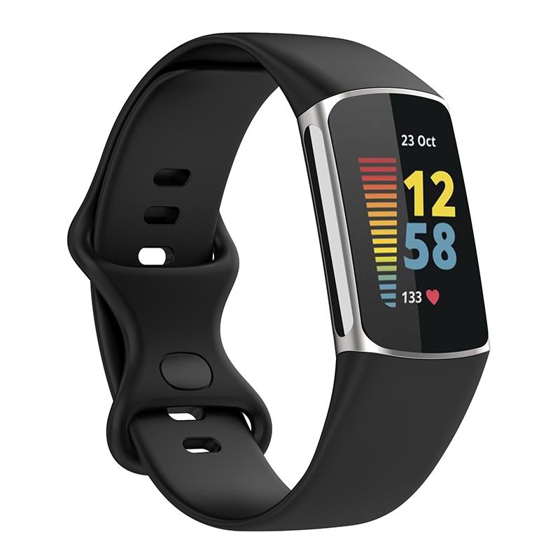 Soft Silicone Watch Band Wristband Sports Bracelet Breathable Strap for Fitbit Charge 6/5 Size: S