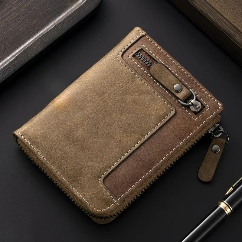 High Quality Men's Wallet Nubuck Leather Blocking Multi Luxury Designer Money Clip Card Holder Slot 3 FoldPurse