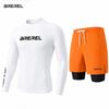 Mens UV Protection Rash Guard Set Long Sleeve Swim Shirt Quick-Dry Board Shorts Snorkeling Surfing Kayaking