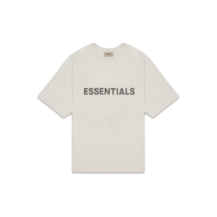 Fear of God Essentials SS20 3D Силиконовая Аппликация Свободная Футболка Мужские Топы Овсяный FOG-SS20-288