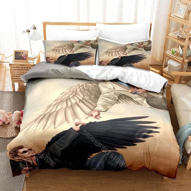3D Печатный Постельное Белье Ангелы из Фильма Благие Знамения для Мальчиков Девочек Пододеяльник Наволочка Размеры: Односпальный, Полуторный, Двуспальный, Евро, King