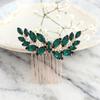 Hair Ornaments Green Bridal Clips Rhinestone Hair Comb Crystal Hair Combs Flower Leaf Headbands