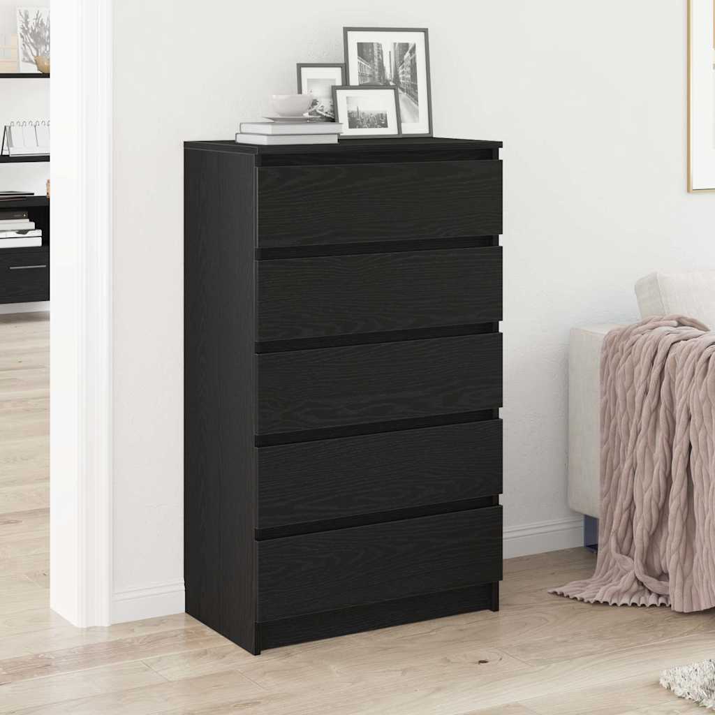 Drawer Cabinet in Black Oak Look 60 x 36 x 103 cm