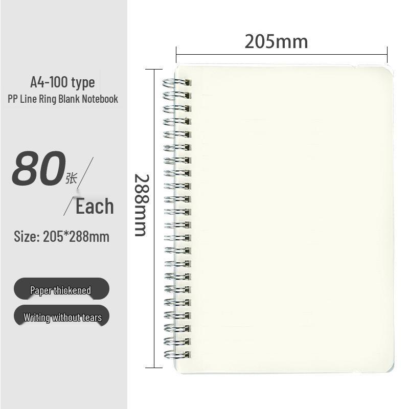 Minimalist PP Coil Notebook Set: A5 Lined, B5 Grid, Elastic Band, Thick Pages, Blank for Students