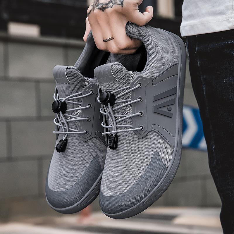 Модные синие повседневные кроссовки мужские широкие босоножки дышащая сетчатая мужская обувь с носком мягкие минималистичные балетки с нулевым перепадом высоты кроссовки с широким носком