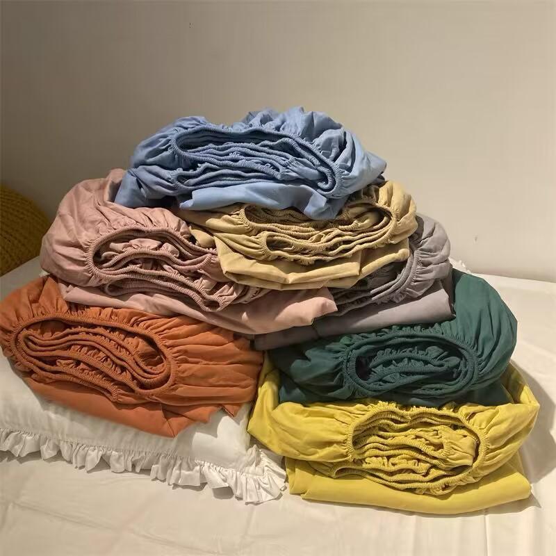 Простыня на резинке из хлопка с резинками, мягкий нескользящий чехол для матраса, покрывало для дома, спальни, односпальной кровати, двуспальной кровати, размера «king-size» и «queen-size»