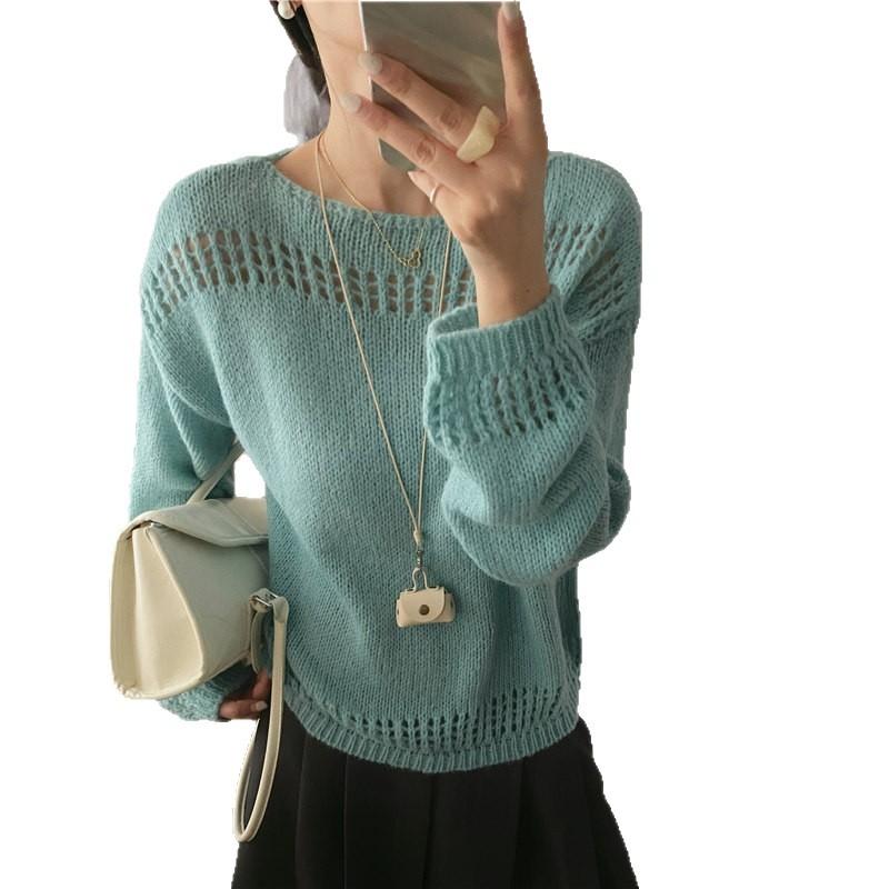 Women Autumn Winter Loose Knitted Sweater Soft Warm Long Sleeve Solid Color Casual Oversized Pullover Daily Streetwear Tops