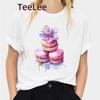 Macarone T Shirt Summer Unisex Short Sleeve Leisure Cartoon Top Tee Casual Ladies Female T Shirts Graphic Cute Unisex Clothing