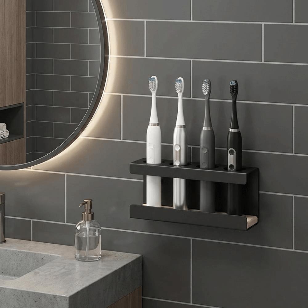 Wall Mounted 4-Slot Toothbrush Holder Plastic Bathroom Organizer for Bathroom