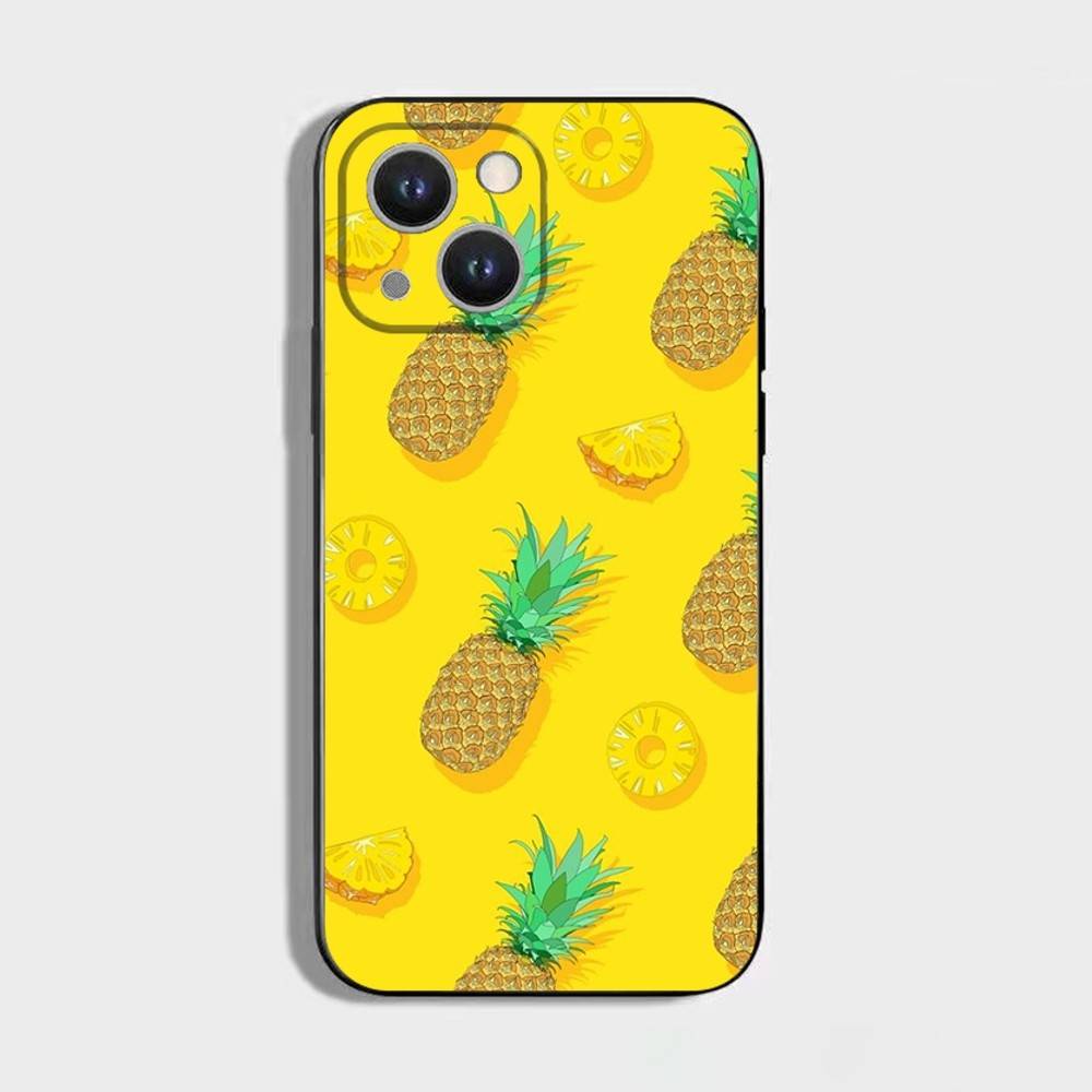 Summer pineapple Phone Case For iPhone 16,15,14,13,12,11 Plus,Pro Max,XS,X,XR,SE,Mini,8,7,Soft Silicone Black Cover