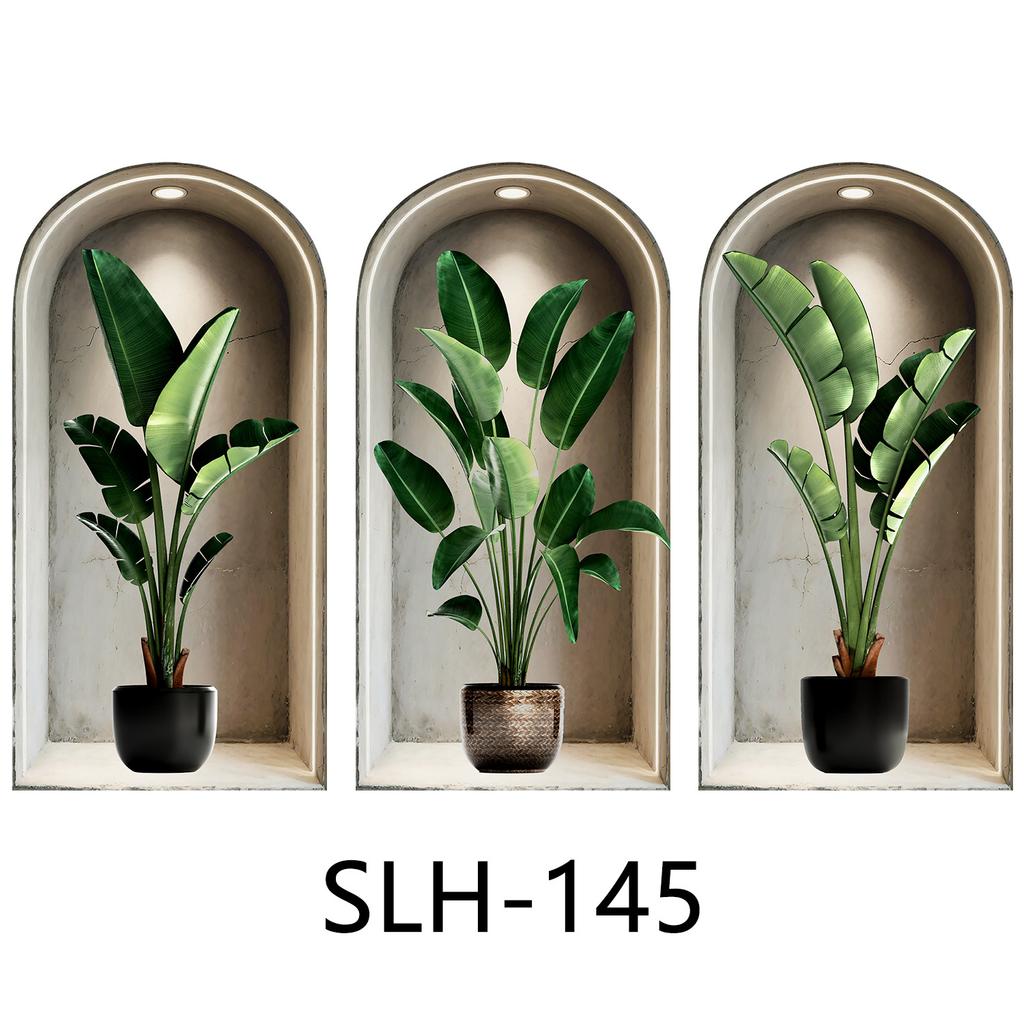 Набор из 3 шт. Наклейки на стену с растениями и цветами Сделай сам Наклейки из стекла в виде короны для декора гостиной, спальни, свадьбы Самоклеящиеся наклейки на холодильник