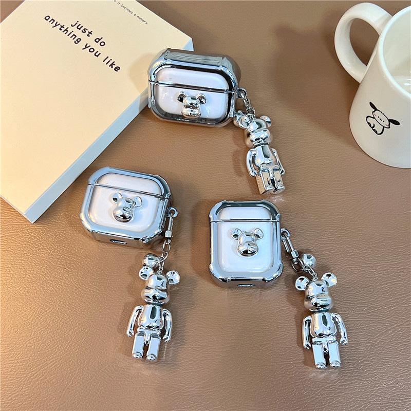Tide bear for AirPods pro1 apple bluetooth wireless headset cover 1/1/1 generation electroplated tpu pendant male