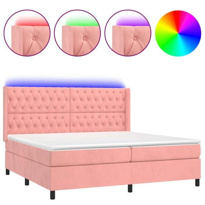 Maison Exclusive - Sommier à lattes de lit matelas et LED Rose 160x200 cm Velours