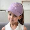 Комплект из 1 детской шапки, летние пустые цилиндры, детские шапочки с язычком утки, шляпы от солнца с вышитым бантом для девочек, бейсболки с завязанным хвостиком