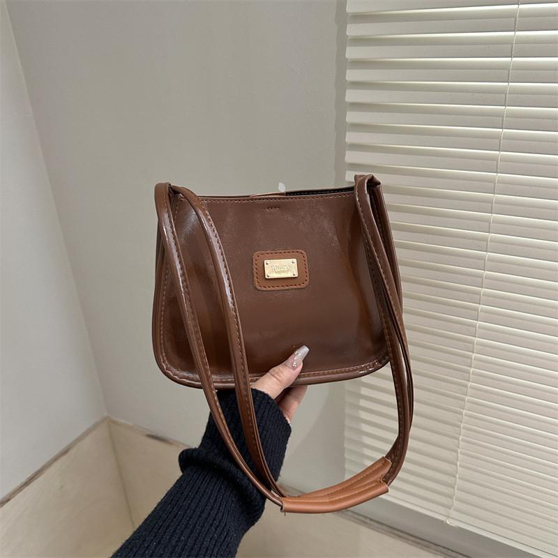 Vintage Style Women Pu Bucket Bag With Double Shoulder Straps And Interior Pocket For Commuting