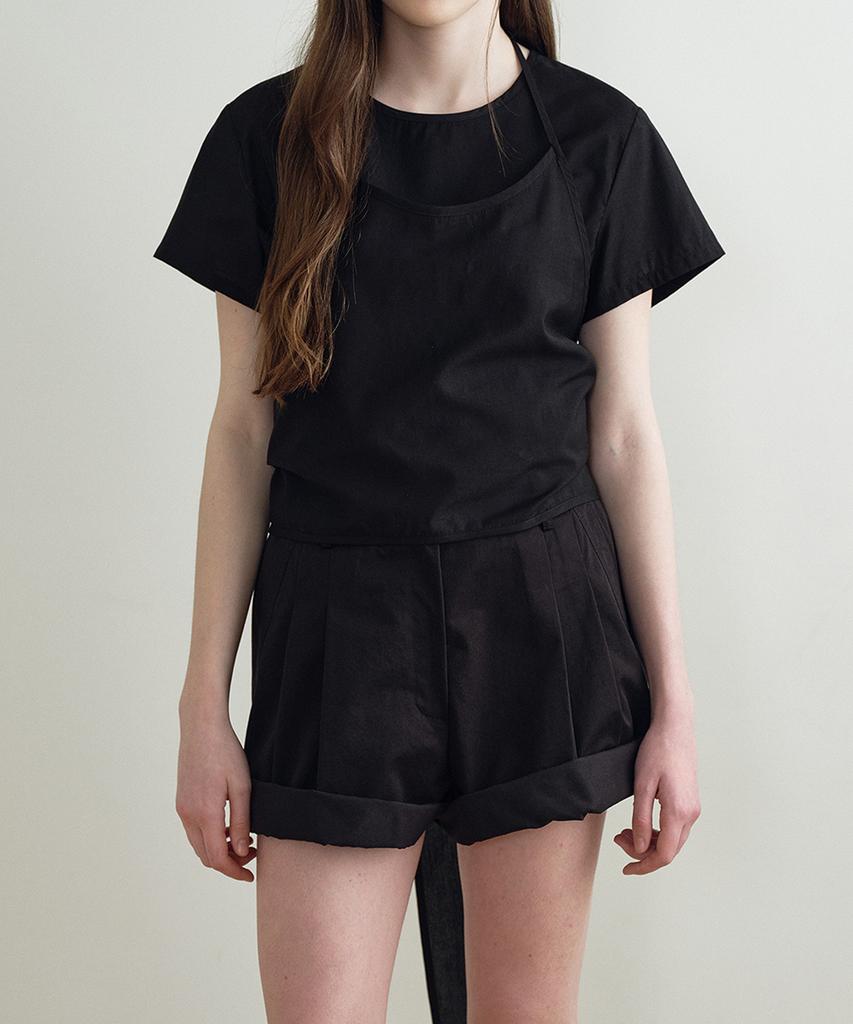 MAKE A TOAST Cuffed Casual Shorts (Black) Mbfspa012Bk