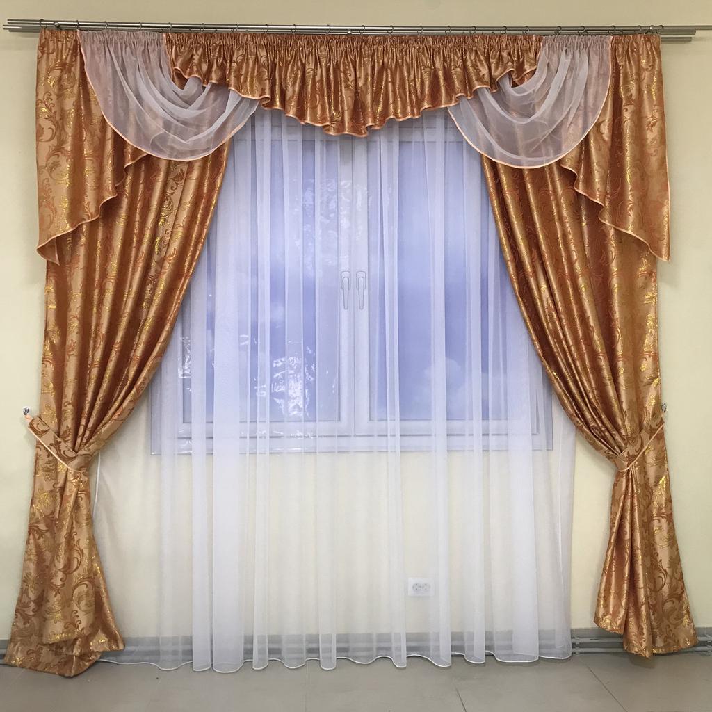 Комплект оконных штор с ламбрекеном (150х270 см), жаккард