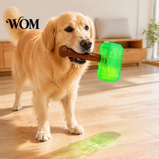 Active Play Dog Accessories 2Pcs Squeaky Hammer Toys with Tennis Ball Inside, Interactive Fetch Toys, Safe Pet Equipment Rubber Chew Toy for
