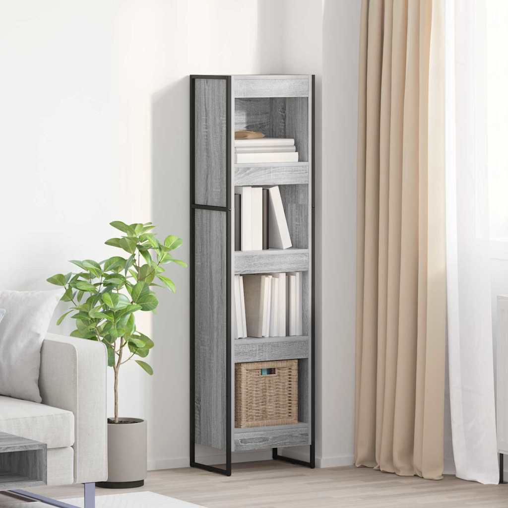 Книжная полка Серая Сонома 40 x 30 x 155 см Древесно-стружечная плита