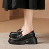 Thick-soled Black Wind Small Leather Shoes Wind Student Light Mouth Thick Heel Muffin Women's Shoes