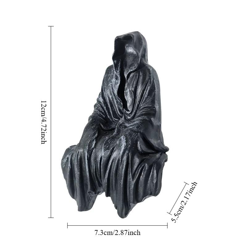 Готический декор, настольная статуэтка таинственного Мрачного Жнеца - готический жуткий декор для сада или книжной полки - 12 см фигурка из смолы - готический декор для книжной полки