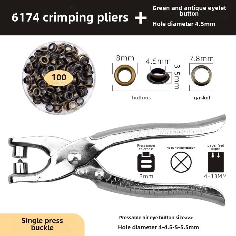 Набор из 200 металлических люверсов 10 цветов диаметром 5 мм с плоскогубцами