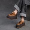 Fashion 6.5CM Women Mixed Colors Height Increasing Shoes Spring Autumn Cow Genuine Leather Round Toe Wedges Heel Platform Nop-slip Shoes
