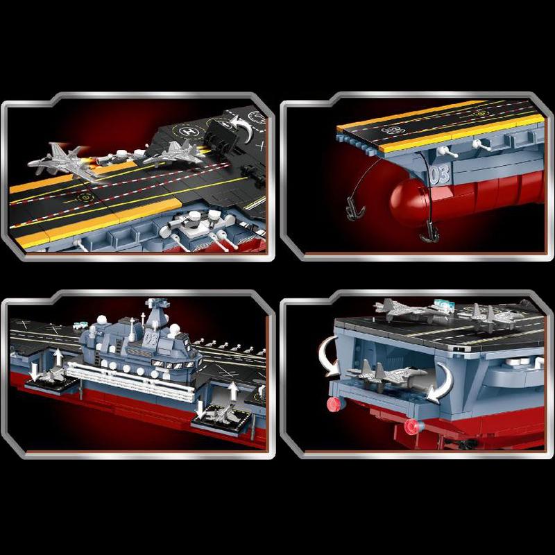 Модель авианосца Строительные блоки Технический военный корабль Линкор Оружие Кирпичи Игрушки Подарок