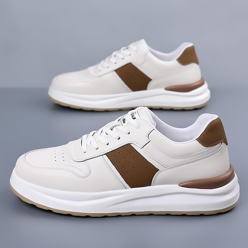 Мужские кроссовки на шнуровке черные белые Falts Повседневная обувь Мужская кожаная мягкая подошва Мужская обувь Borgue Обувь для активного отдыха Chaussure Homme